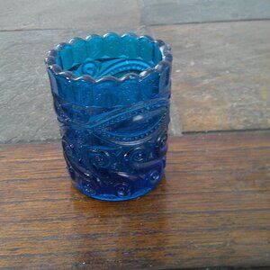 Vintage L.G. Wright Eye Winker And S Repeat Cobalt Blue Toothpick Holder Sell